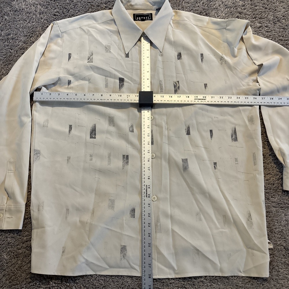 Retro Pronti Men's Shirt Long Sleeve XXL Geometric Pattern Button Down - Picture 5 of 5